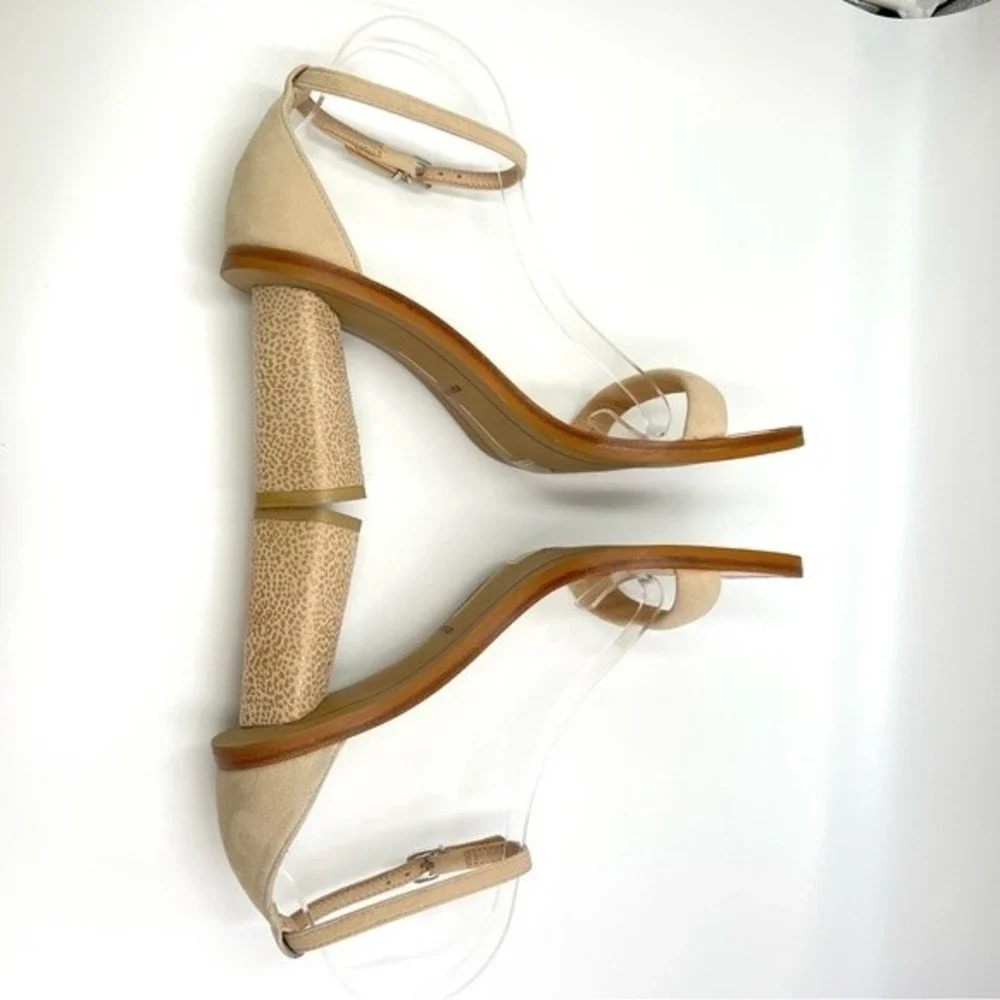 Dolce Vita Suede Size 8‎ Leather Beige Tan Leopard Print Open Toe Heels Sandals
